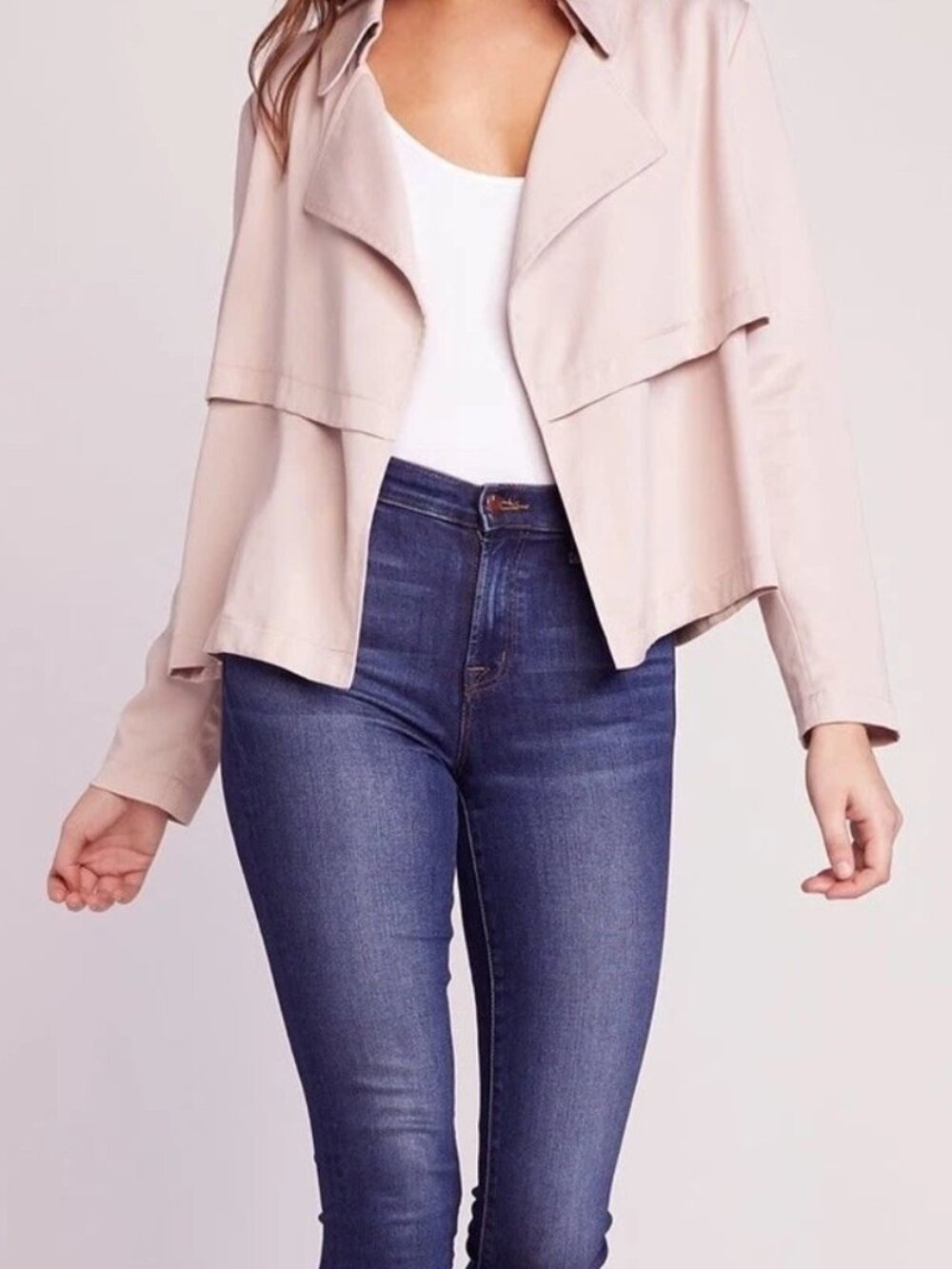 BB Dakota Double Agent Open Front Draped Trench Blazer Jacket Size S